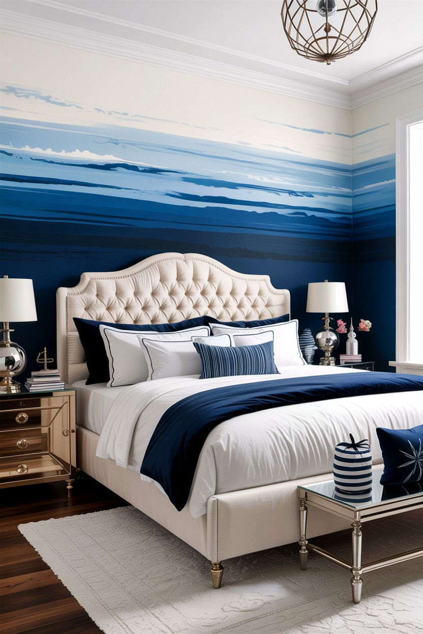 Navy Blue Ombre Wall - 30 bedroom ombre wall ideas
