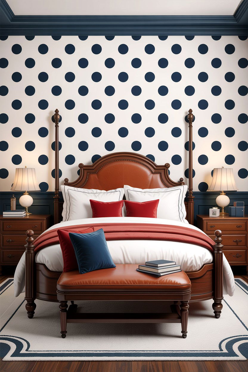 Navy Blue Polka Dot Wall Decor - 30 bedroom polka dot walls