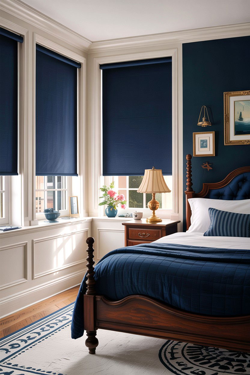Navy Blue Roller Blinds - 30 bedroom roller blinds