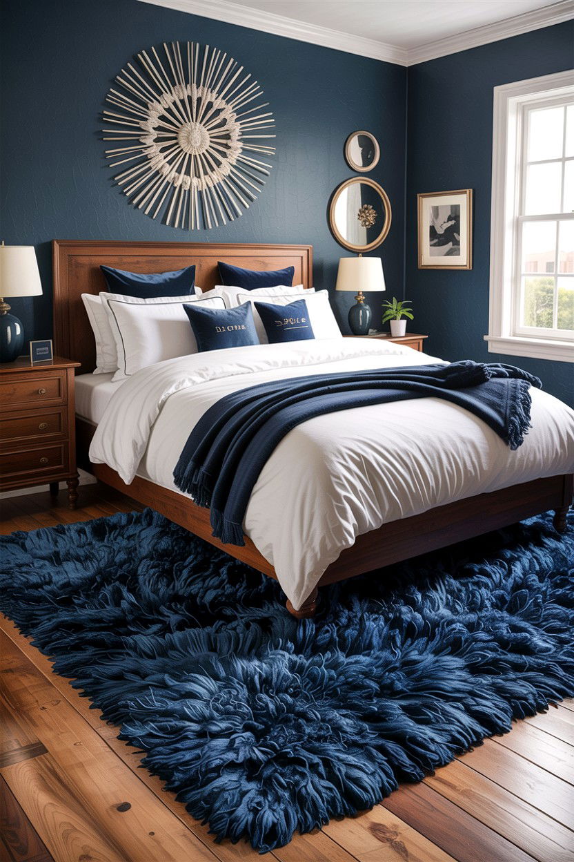 Navy Blue Shag Rug - 30 bedroom shag rugs