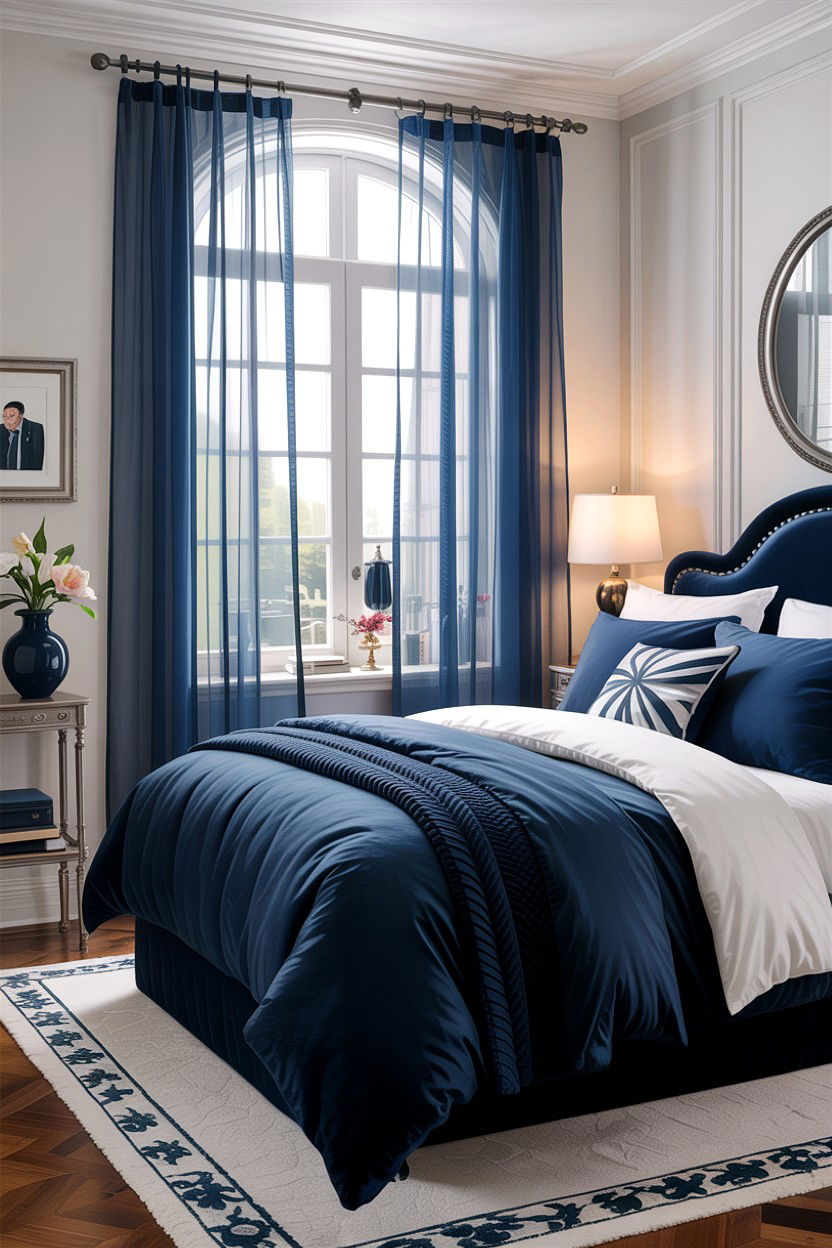 Navy Blue Sheer Curtains - 30 bedroom sheer curtains