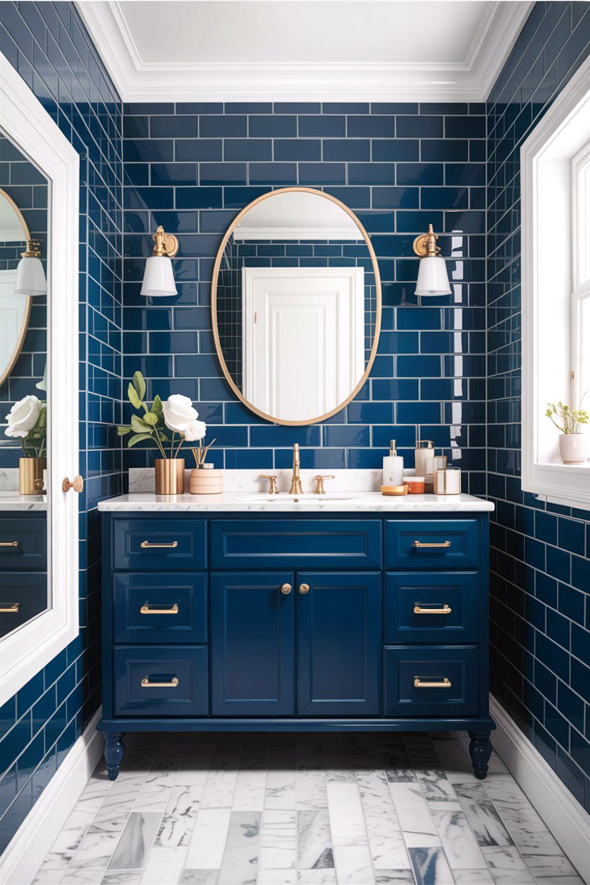Navy Blue Subway Tile White Grout - 30 contrasting grout bathroom ideas