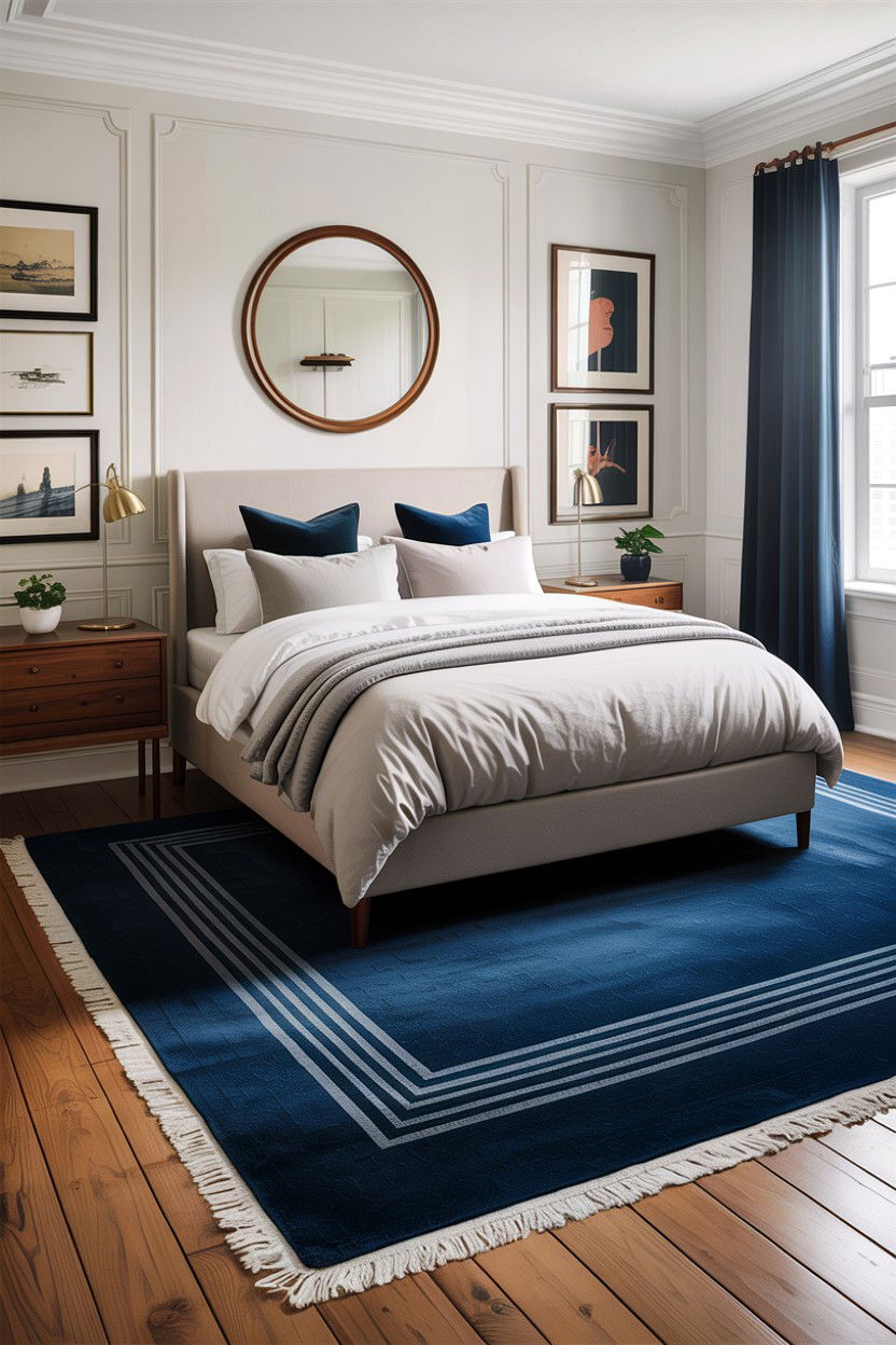 Navy Blue Wool Rug - 30 bedroom wool rugs