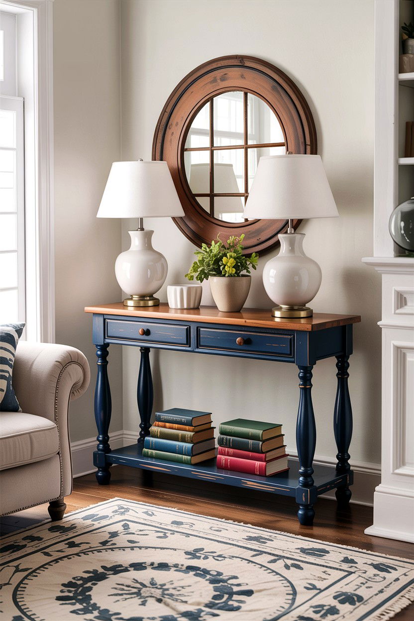 Navy Console Table Living Room - 30 rustic navy living room ideas