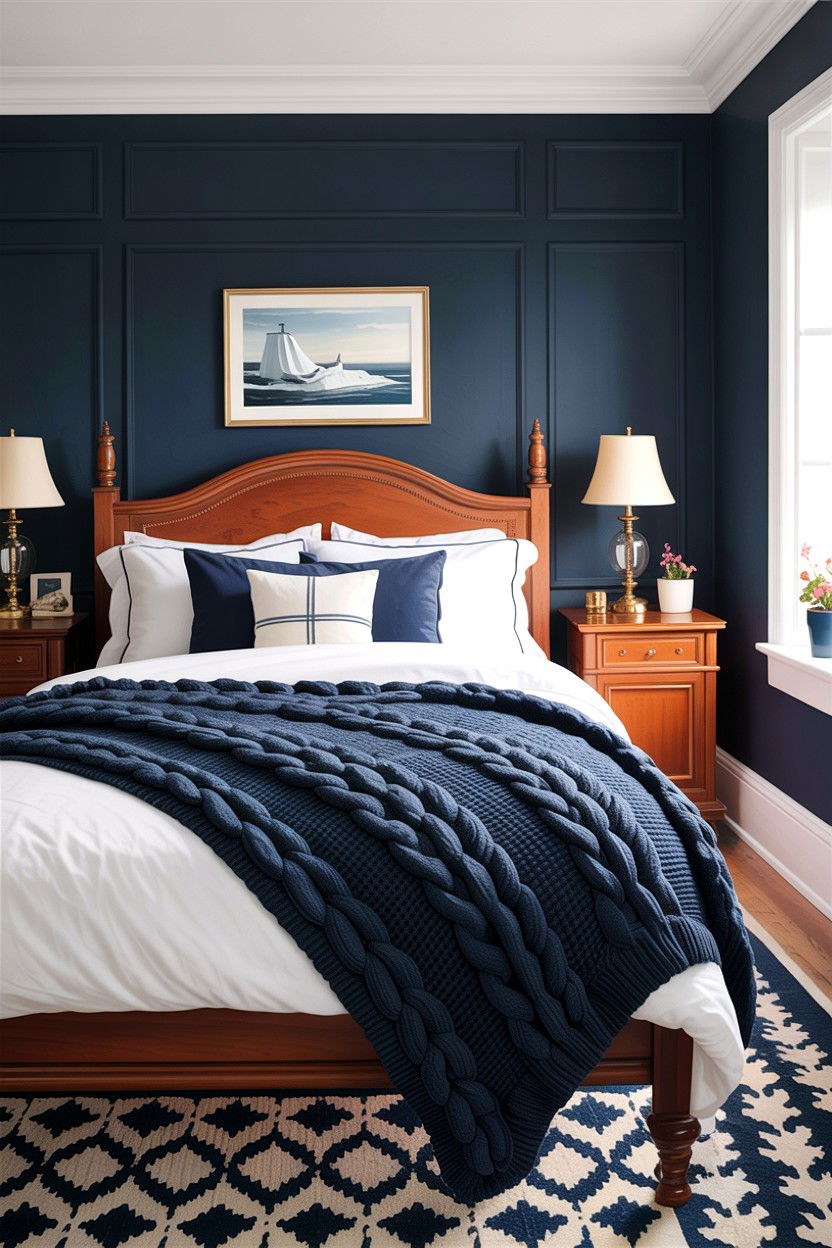 Navy Knit Blanket - 30 bedroom knit blankets
