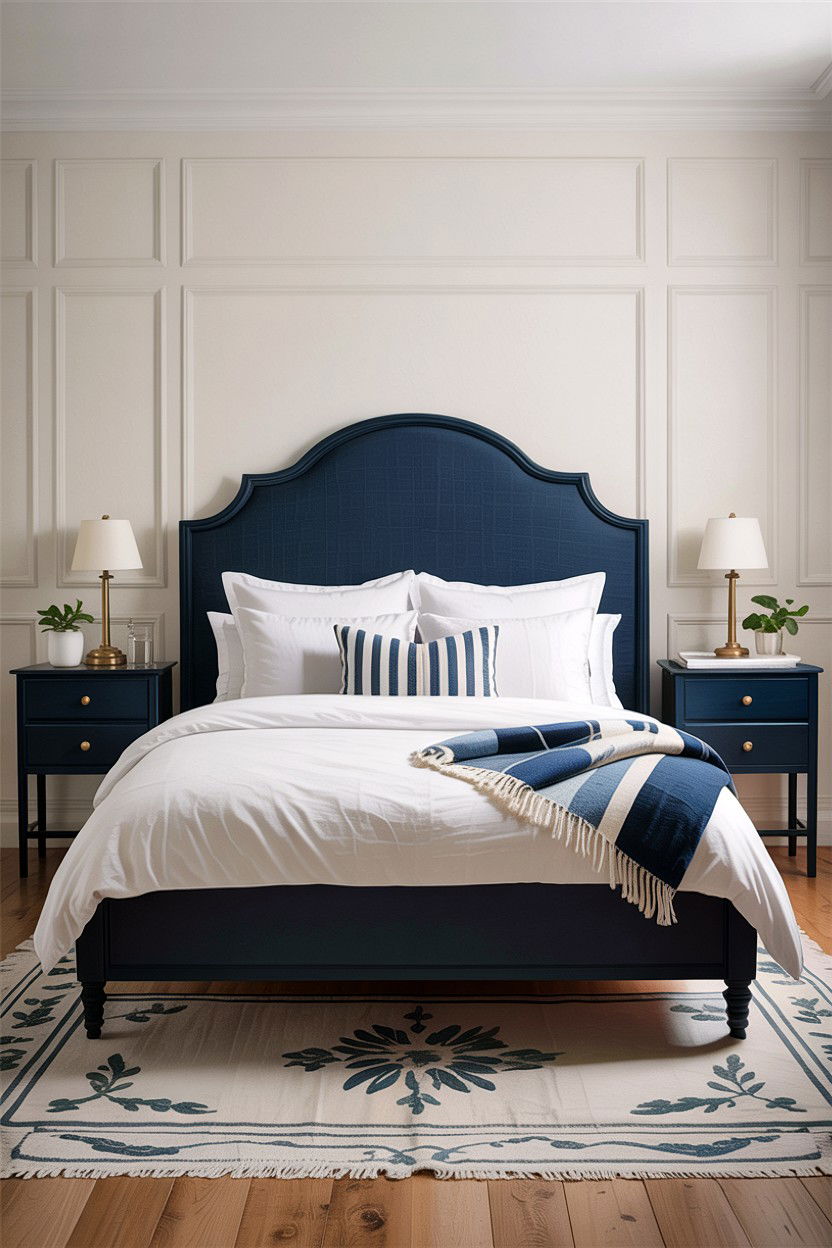 Navy Panel Bed - 30 bedroom panel beds