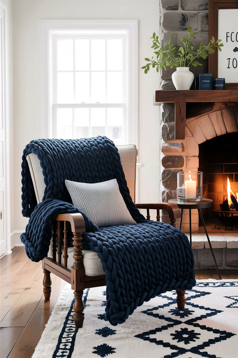 Navy Throw Blanket Living Room - 30 rustic navy living room ideas