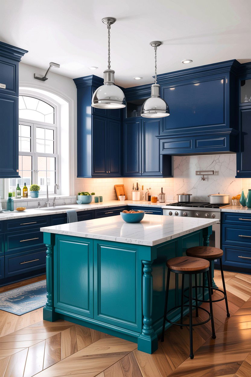 Navy and teal kitchen - 30 teal kitchen design ideas