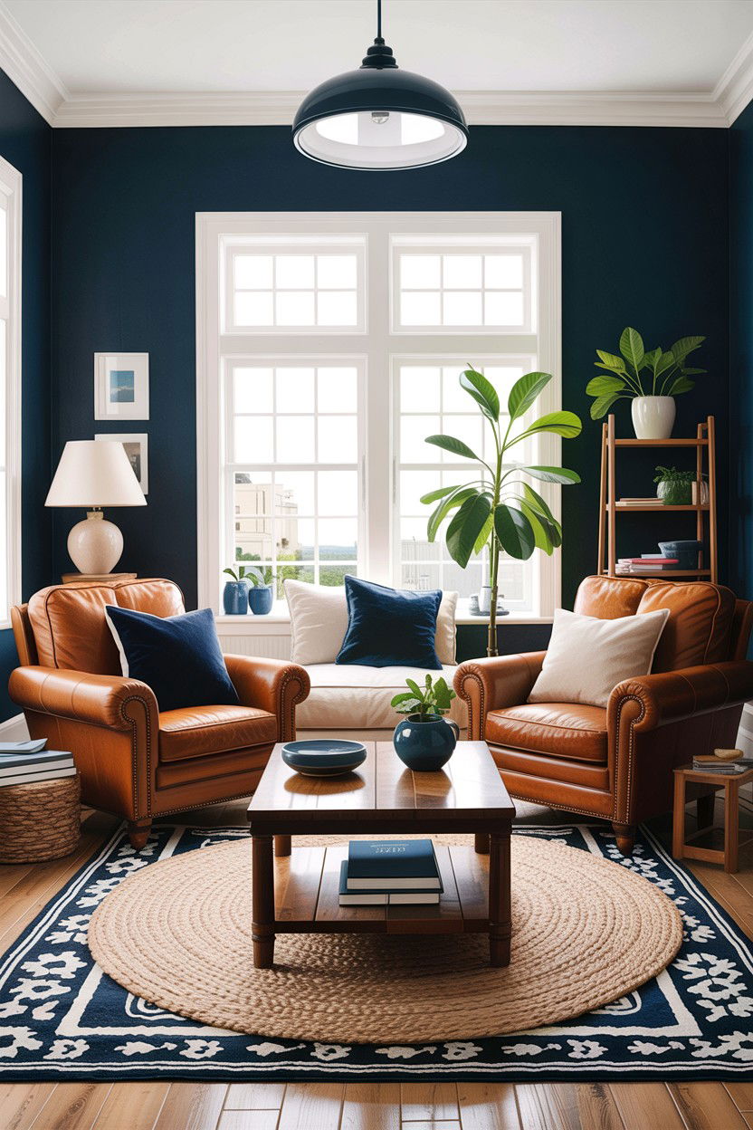 Navy blue and tan living room - 30 traditional navy living room ideas