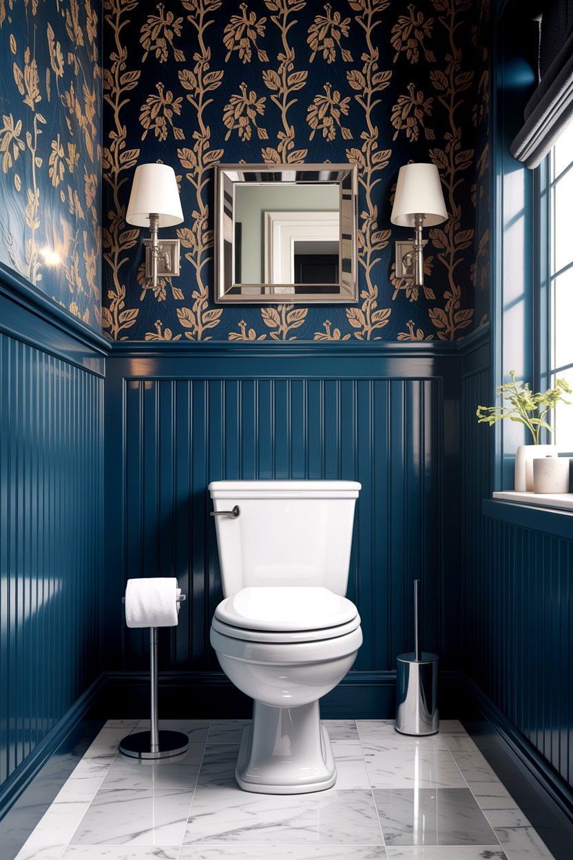 Navy blue bathroom beadboard - 30 bathroom beadboard ideas