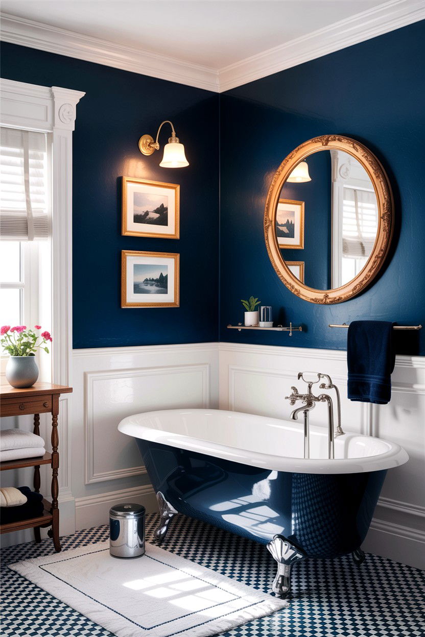 Navy blue bathroom walls - 30 high contrast bathroom ideas