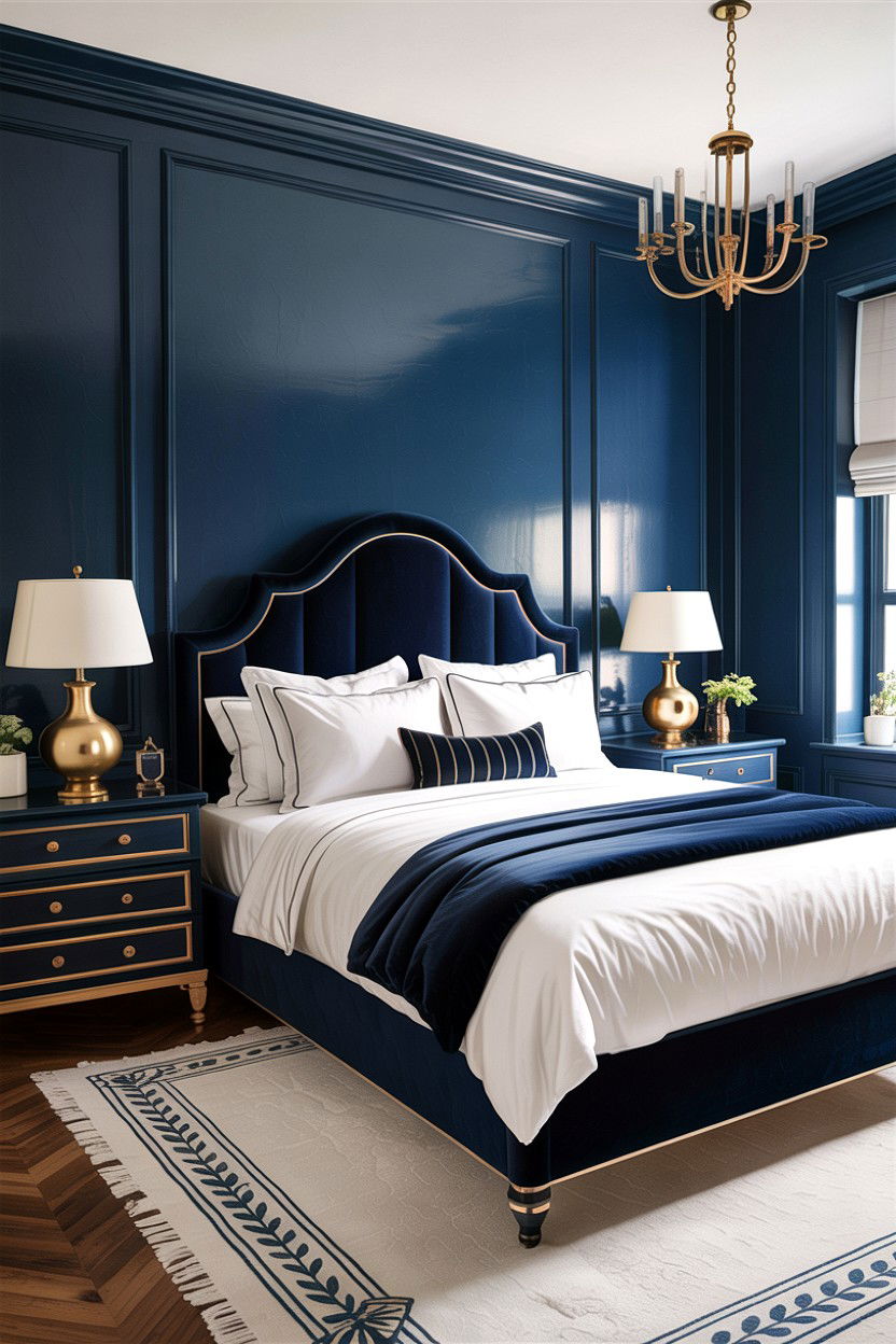 Navy blue bedroom - 30 bedroom paint colors