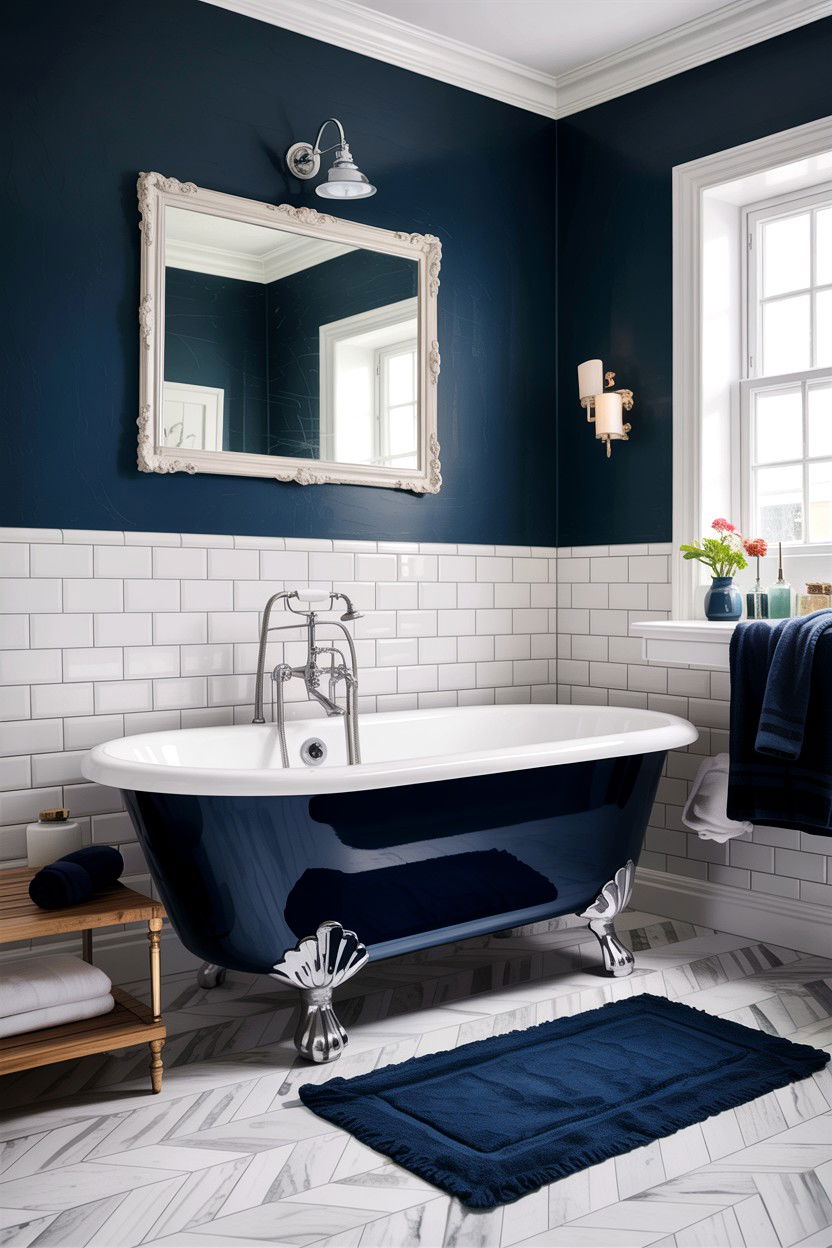 Navy blue clawfoot tub - 30 clawfoot tub ideas
