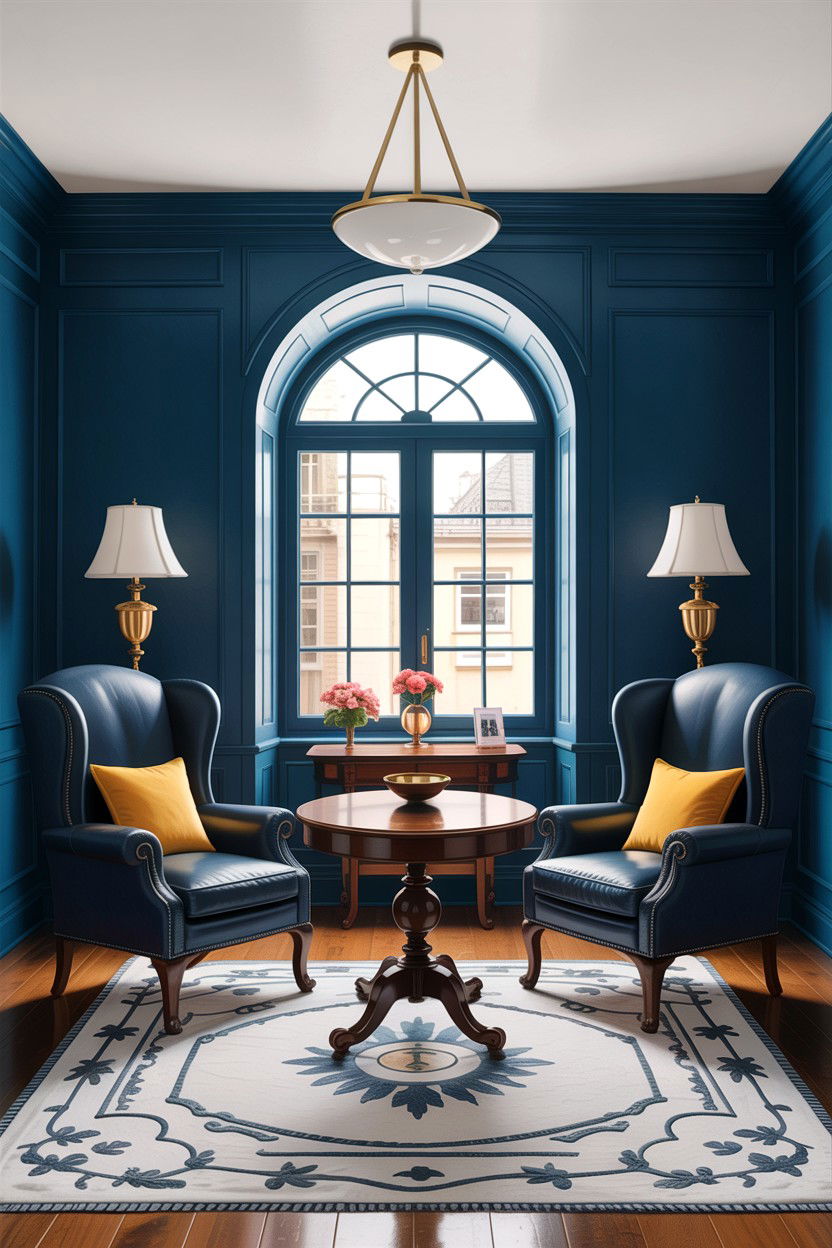 Navy blue formal sitting room - 30 traditional navy living room ideas