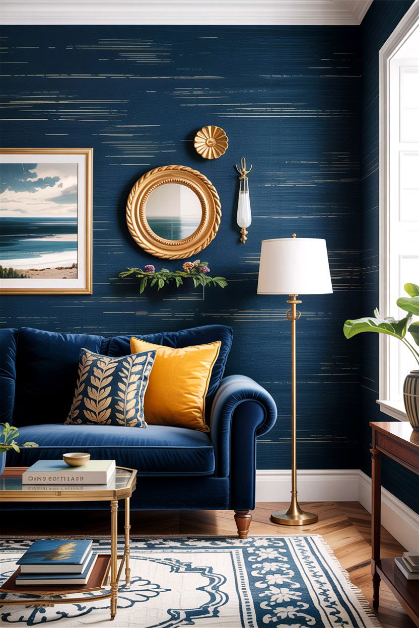 Navy blue grasscloth wallpaper - 30 living room grasscloth wallpapers