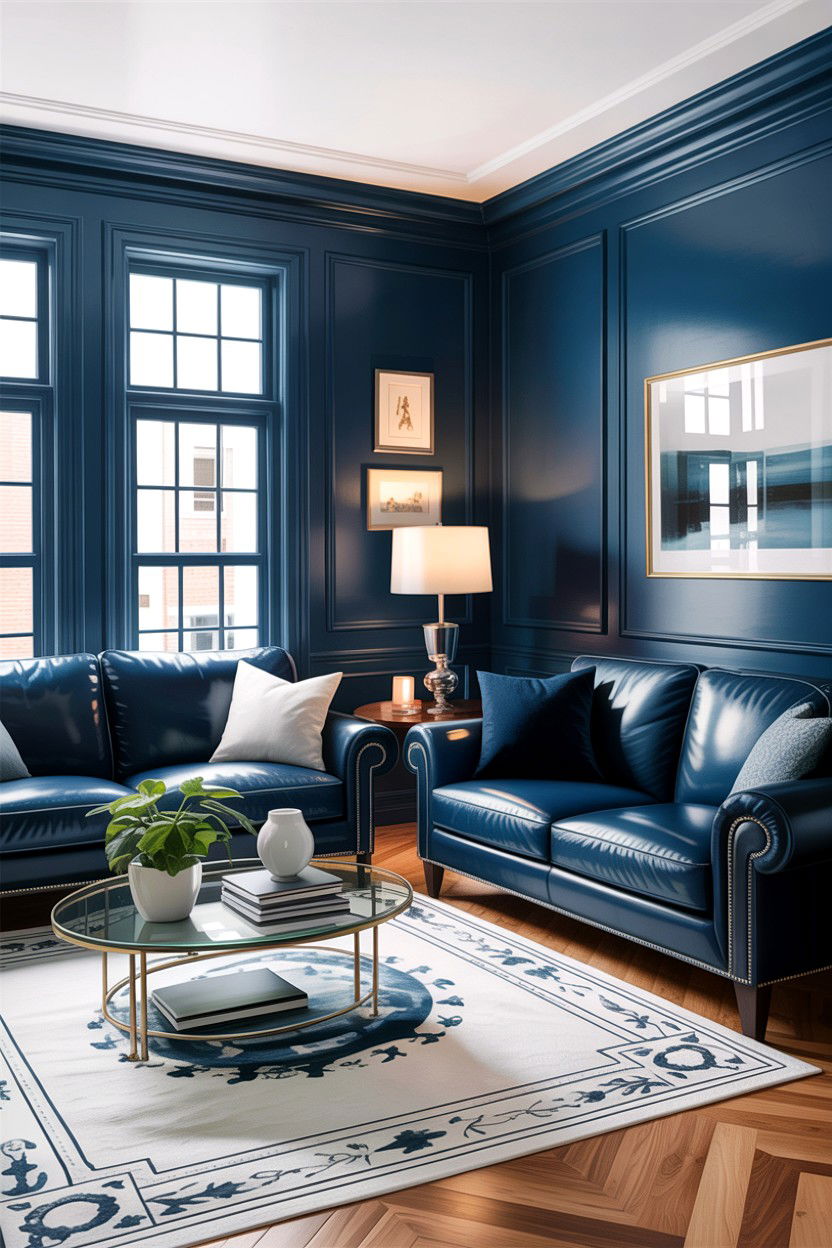 Navy blue living room - 30 cool toned living room ideas
