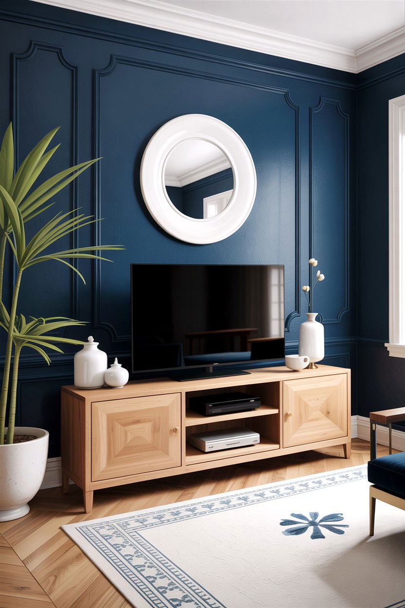 Navy blue paint - 30 living room accent wall ideas