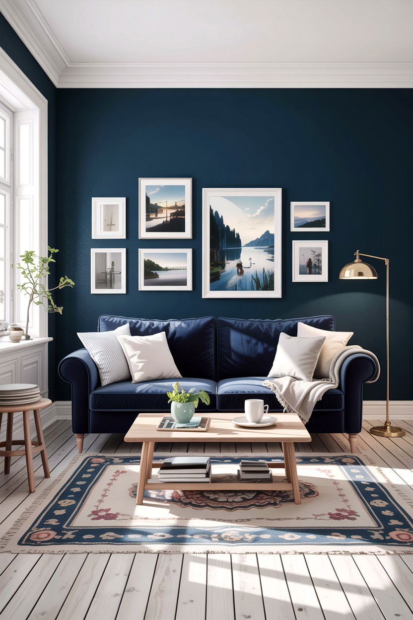 Navy blue scandinavian living room - 30 scandinavian blue living room ideas