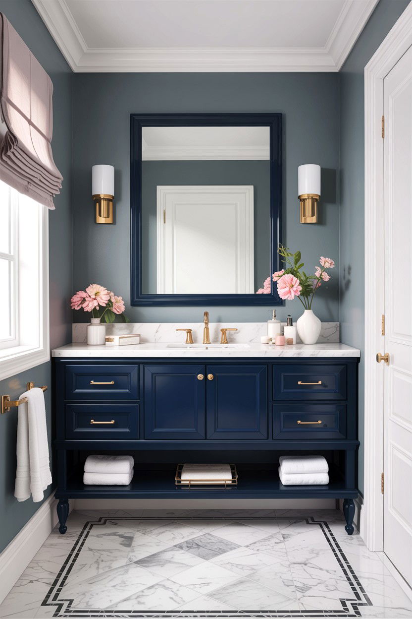 Navy blue vanity - 30 Jack and Jill bathroom ideas