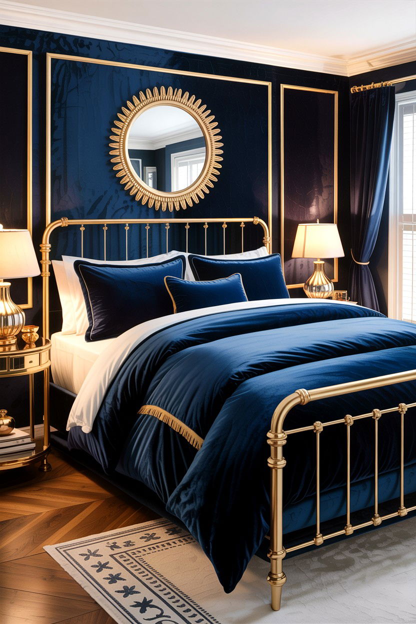 Navy blue velvet bedding set - 30 bedroom bedding sets