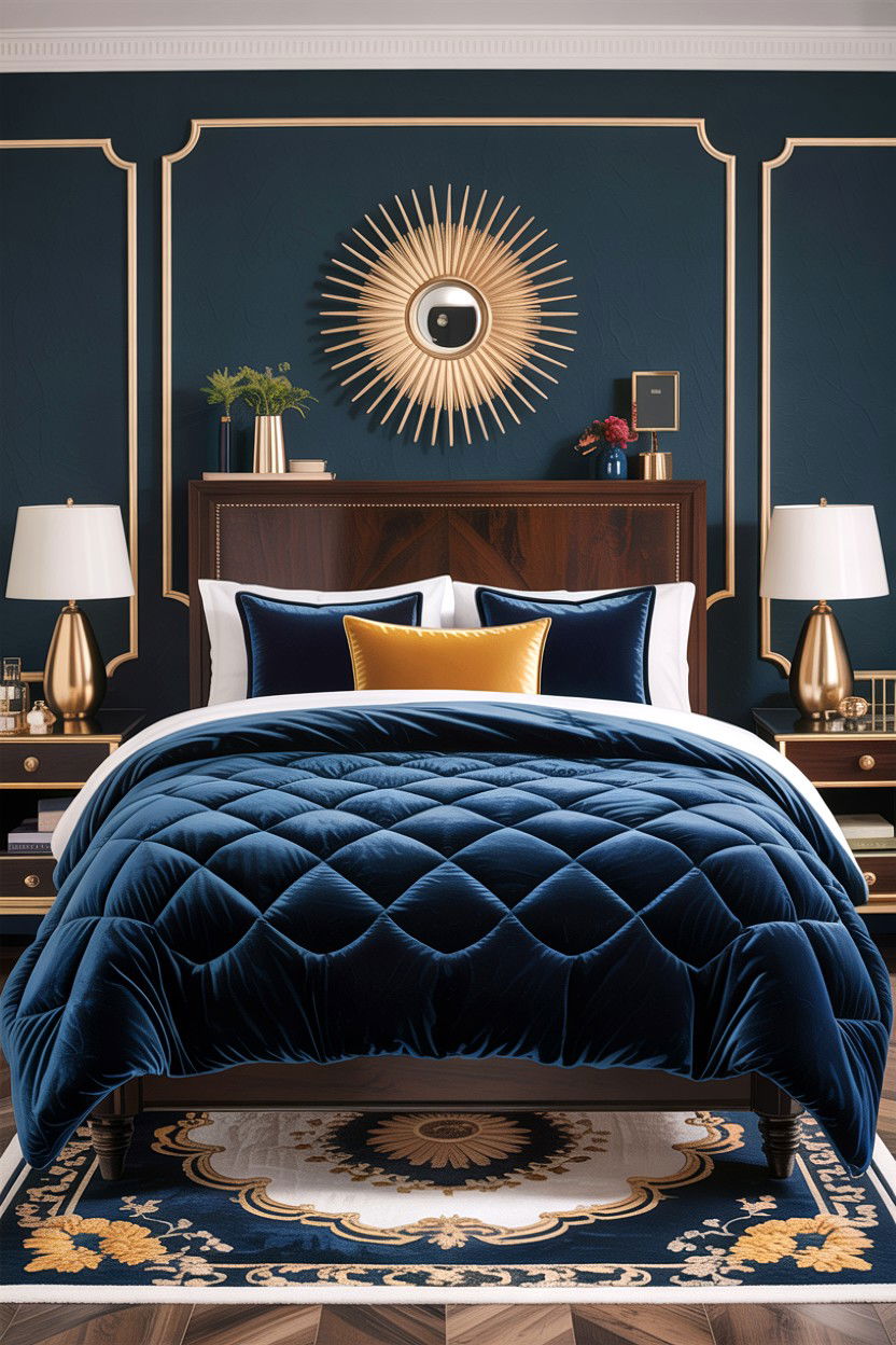 Navy blue velvet comforter - 30 bedroom comforters