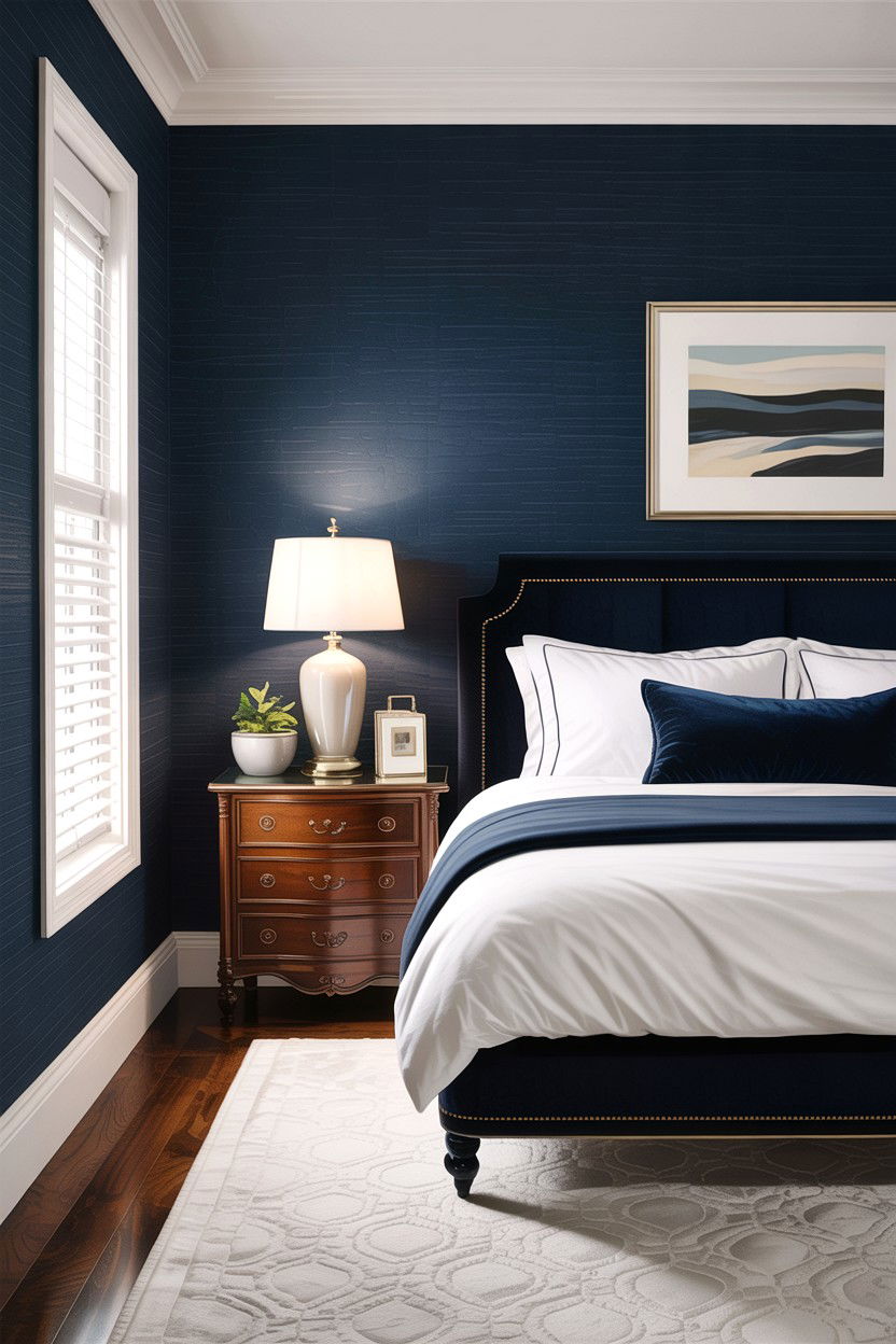 Navy blue wallpaper - 30 bedroom accent wall wallpapers