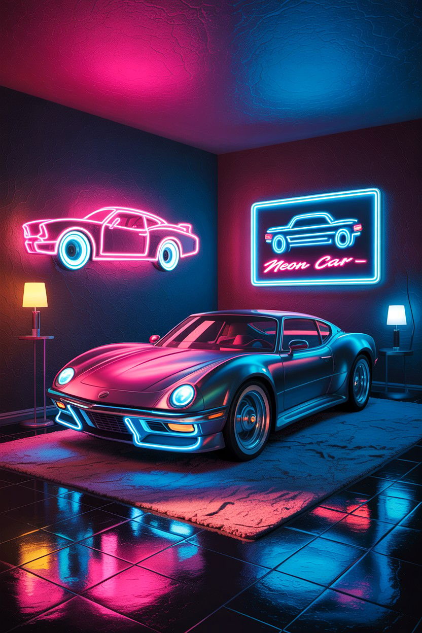 Neon car bedroom - 30 car themed bedroom ideas