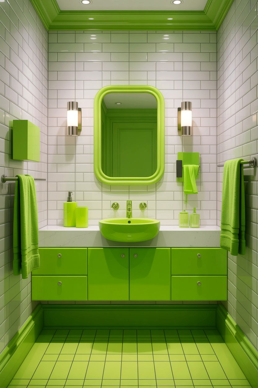 Neon green bathroom - 30 green bathroom design ideas