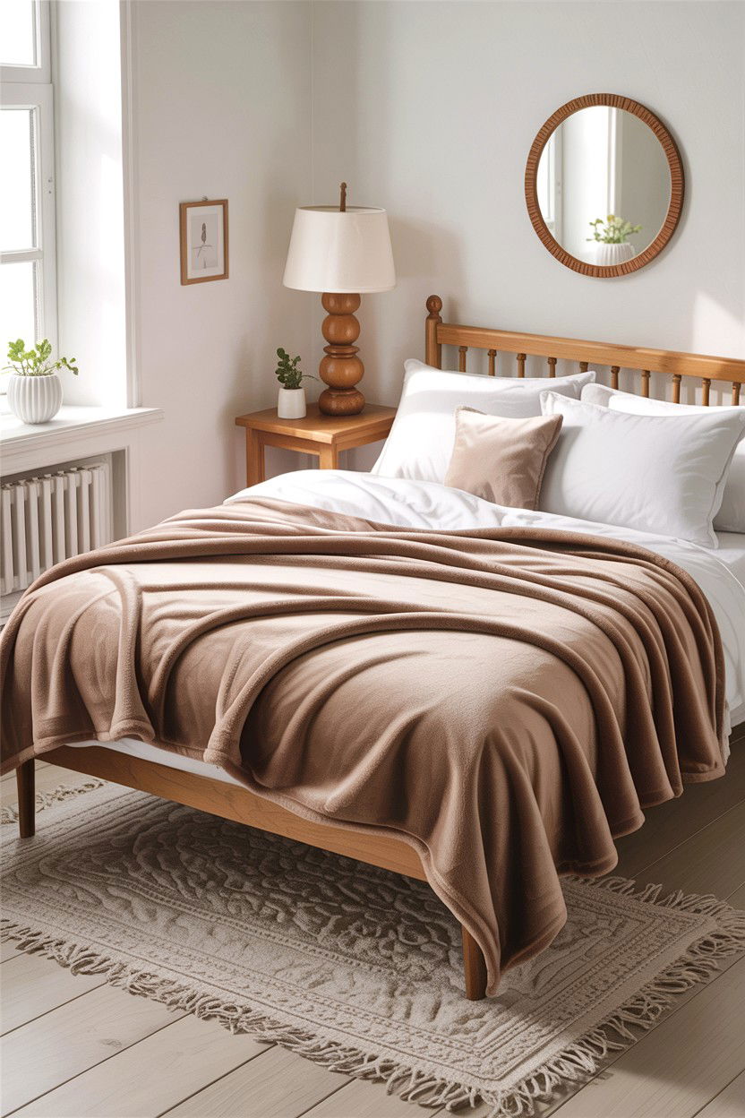 Neutral Beige Fleece Blanket - 30 bedroom fleece blankets