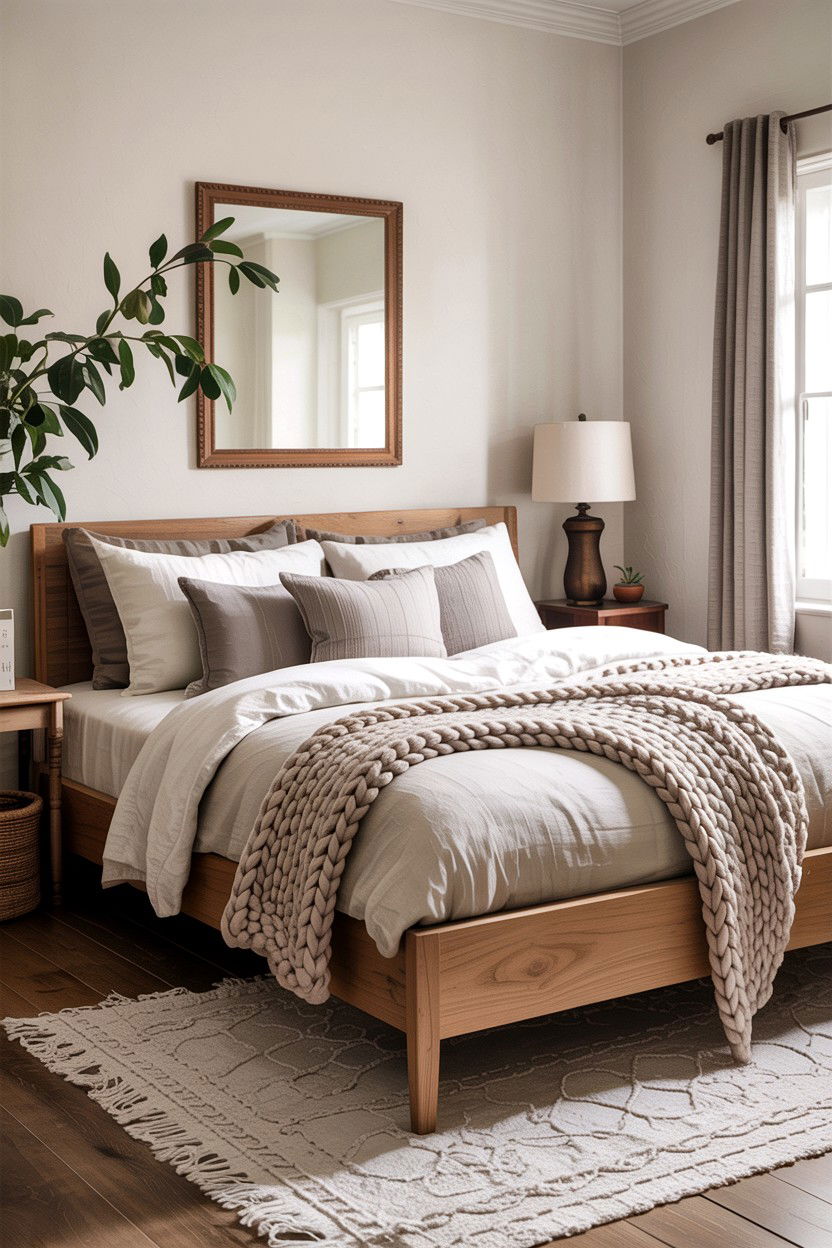 Neutral Layered Bedding - 30 cozy bedroom ideas