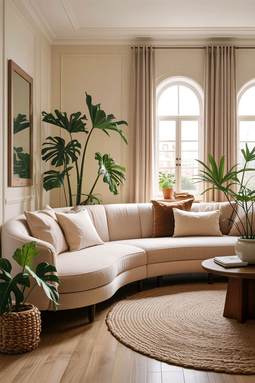 Neutral Living Room Curved Sofa - 30 living room curved sofa ideas