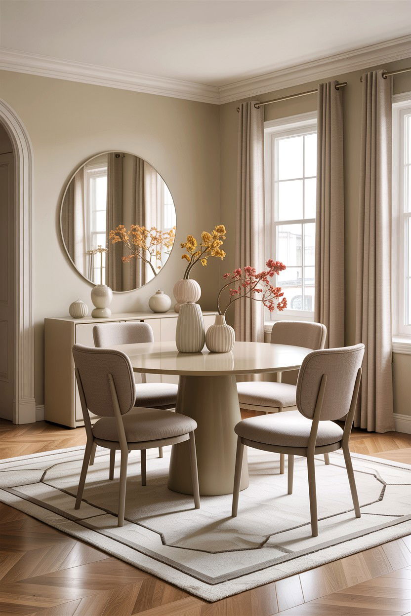 Neutral Modern Dining Room - 30 warm cream dining room ideas