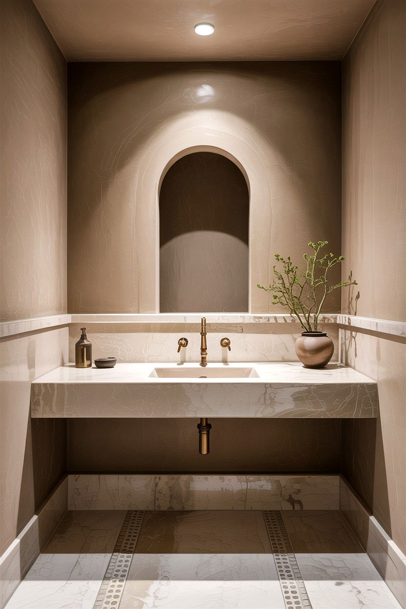 Neutral Tadelakt Bathroom - 30 desert bathroom ideas