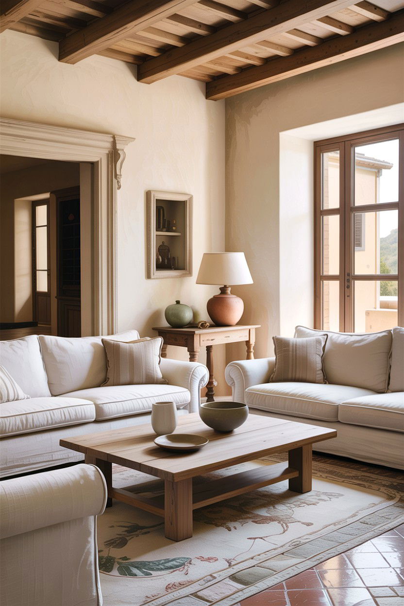 Neutral Tuscan Living Room - 30 living room Tuscan furniture ideas