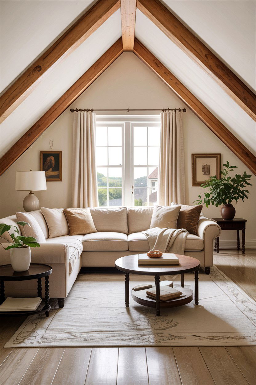 Neutral attic living room - 30 attic living room ideas
