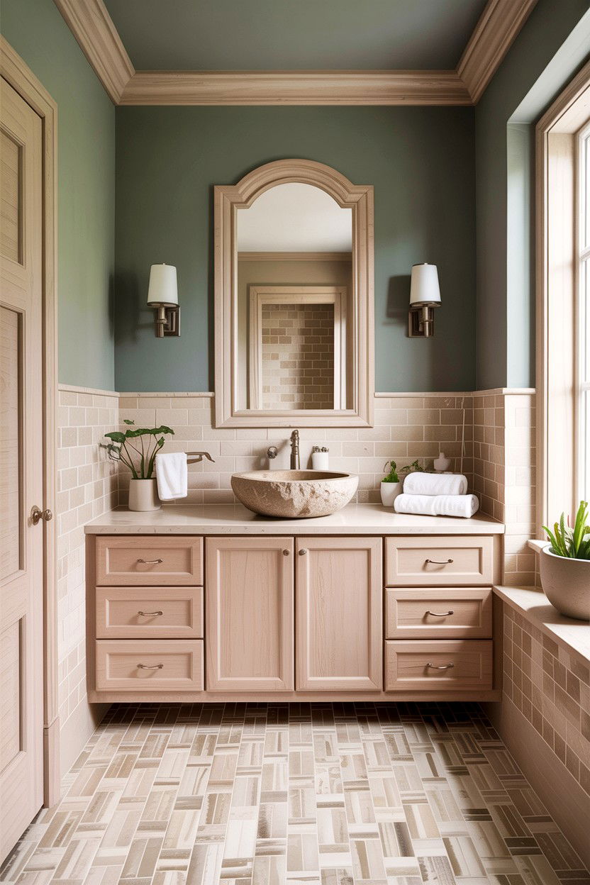 Neutral basketweave bathroom - 30 basketweave pattern bathroom ideas