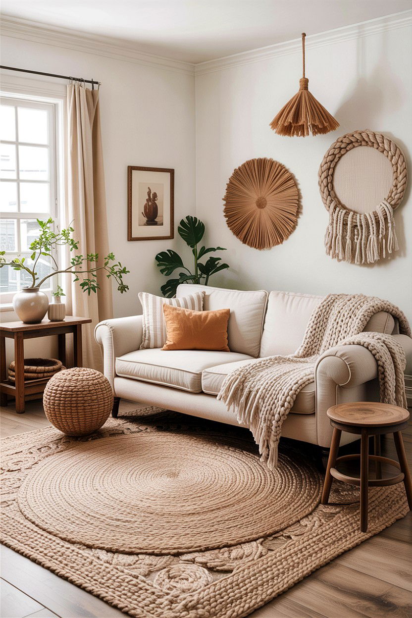 Neutral boho living room - 30 bohemian living room ideas