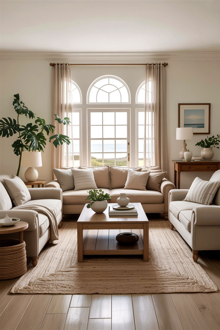 Neutral coastal living room - 30 coastal chic living room ideas