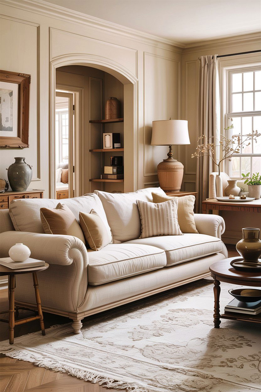 Neutral living room with cream sofa - 30 traditional cream living room ideas
