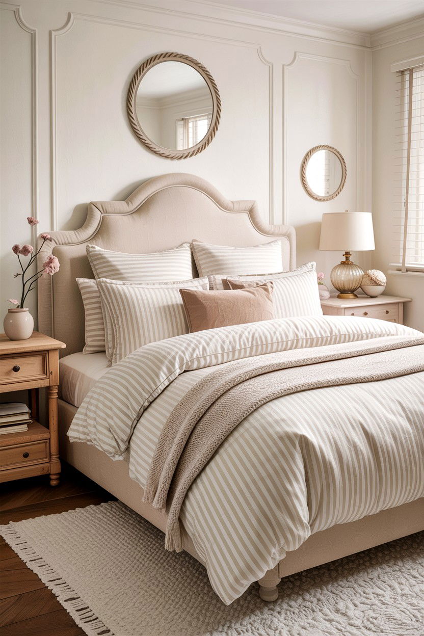 Neutral striped bedding - 30 bedroom striped bedding ideas