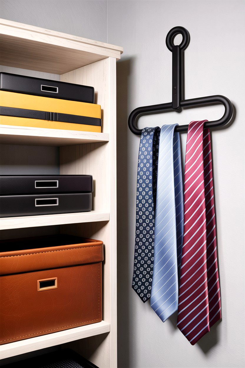 Non Slip Tie Hanger - 30 bedroom tie storage ideas