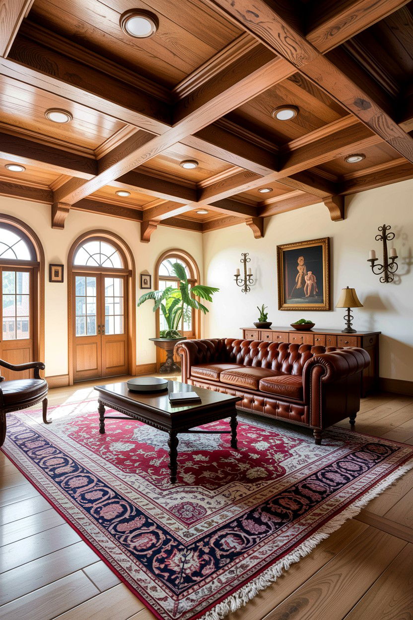 Oak ceiling beams - 30 living room exposed rafter ideas