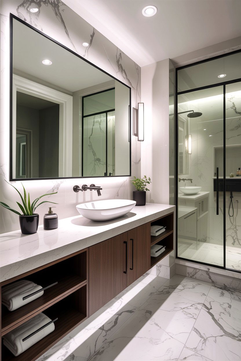 Off Center Bathroom Sink - 30 bathroom asymmetry ideas