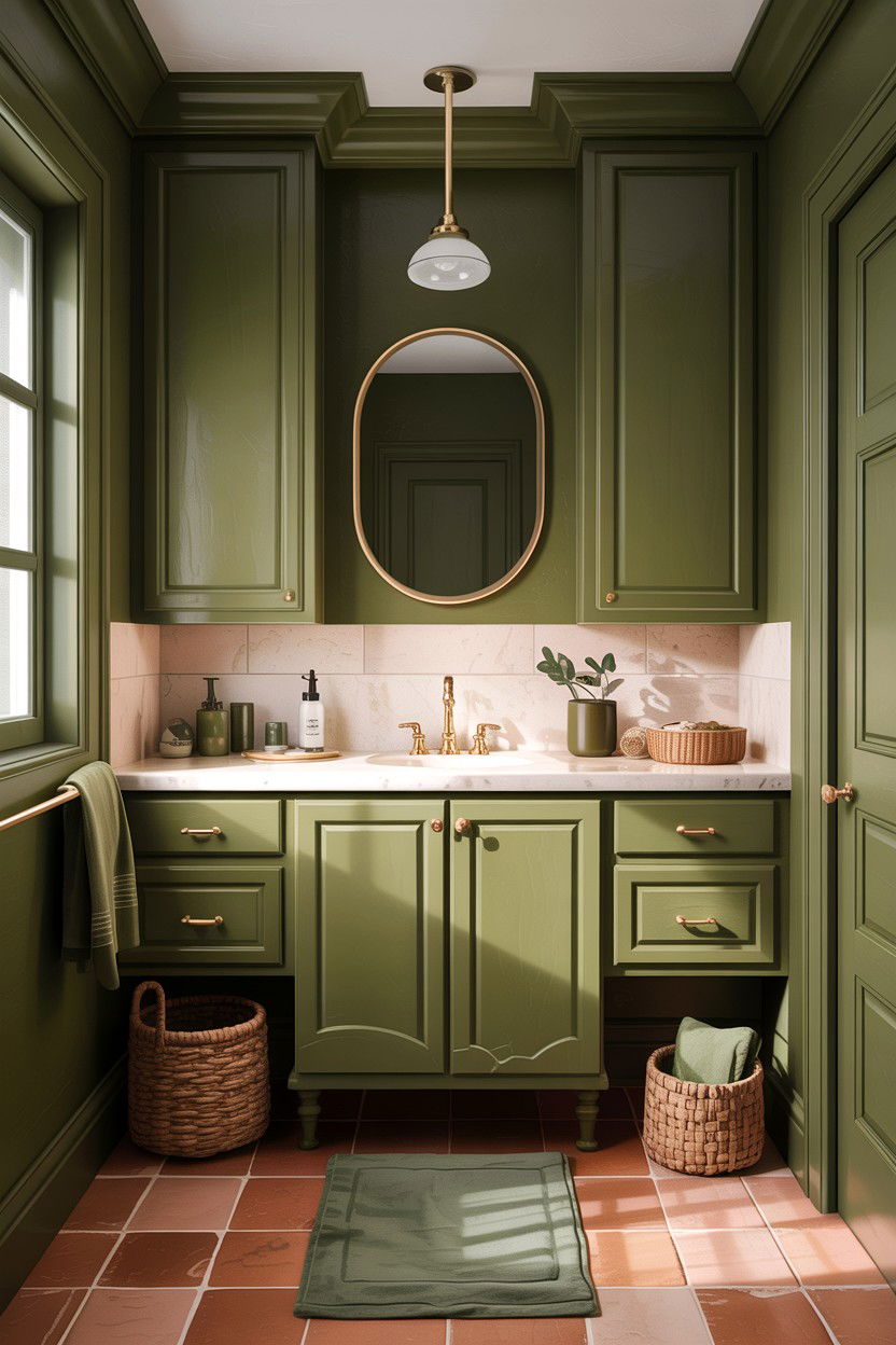 Olive Green Bathroom - 30 green and gold bathroom ideas