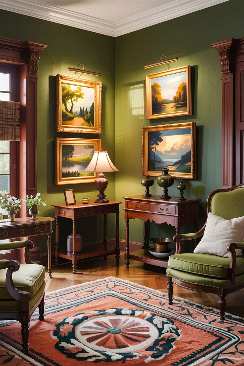 Olive Green Classic Living Room - 30 traditional green living room ideas