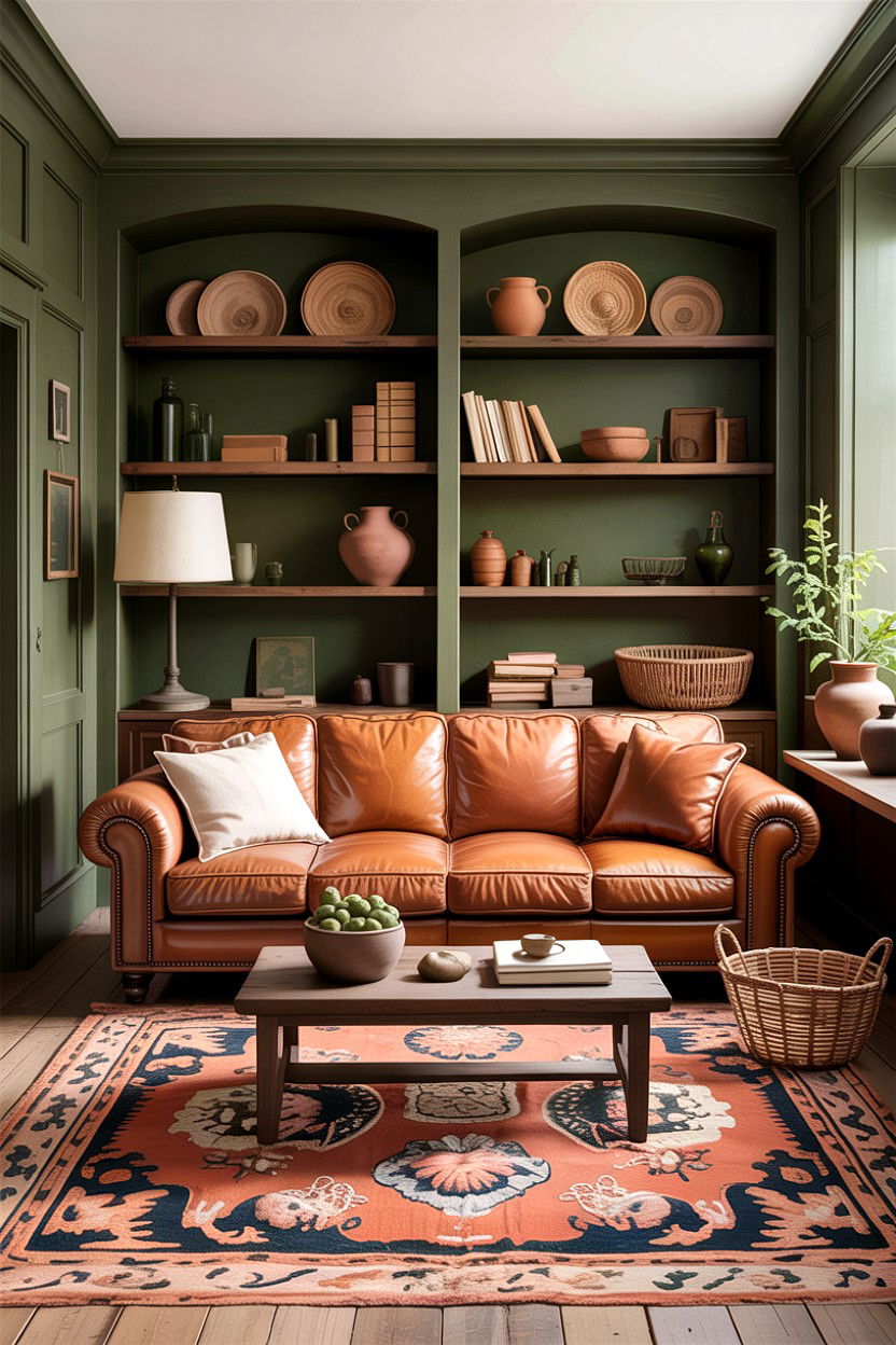 Olive Green Living Room - 30 rustic green living room ideas