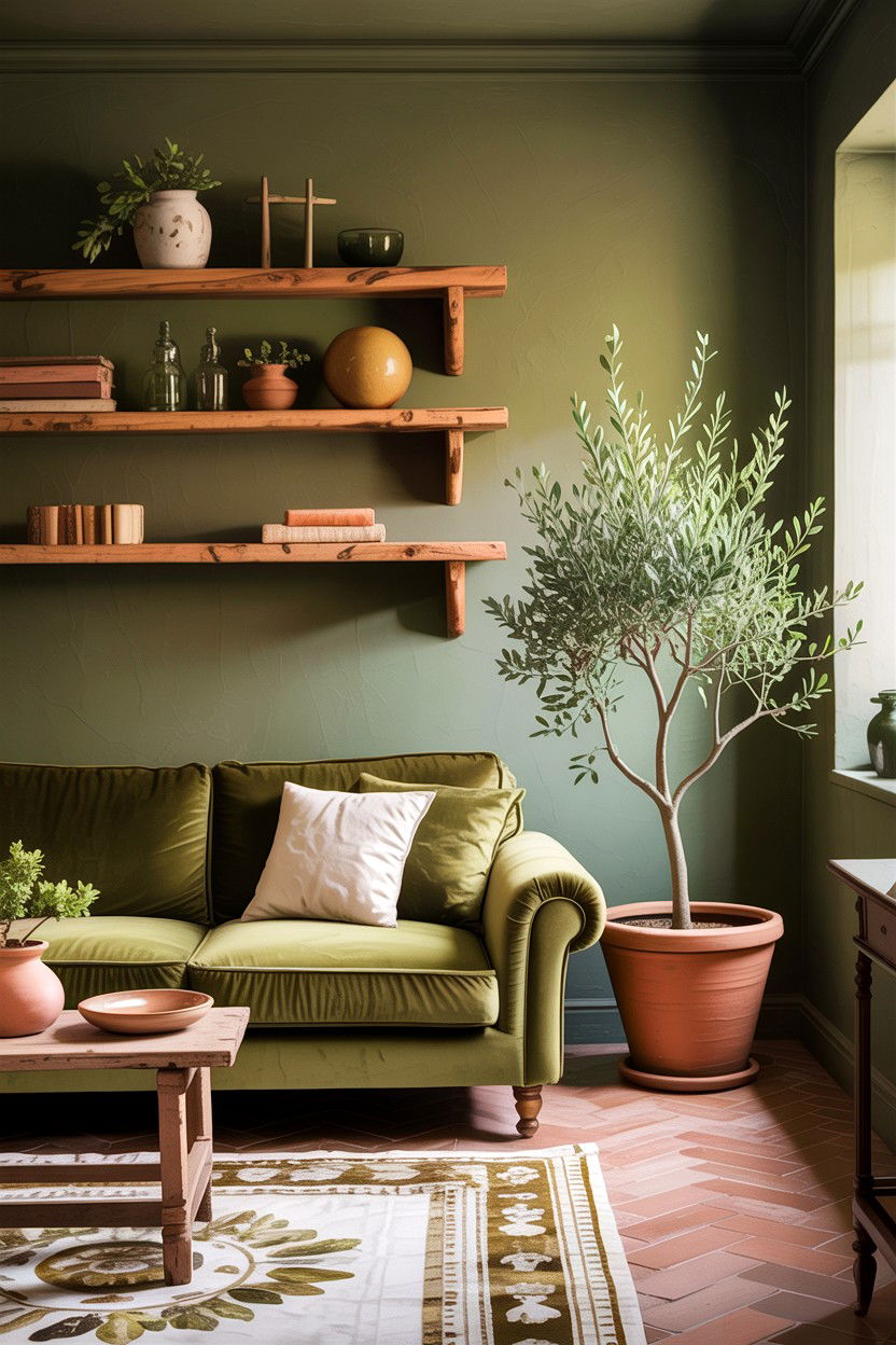 Olive Green Living Room - 30 living room Tuscan furniture ideas