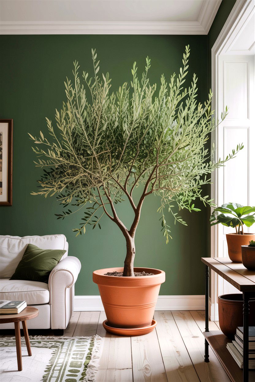 Olive Tree - 30 rustic white living room ideas