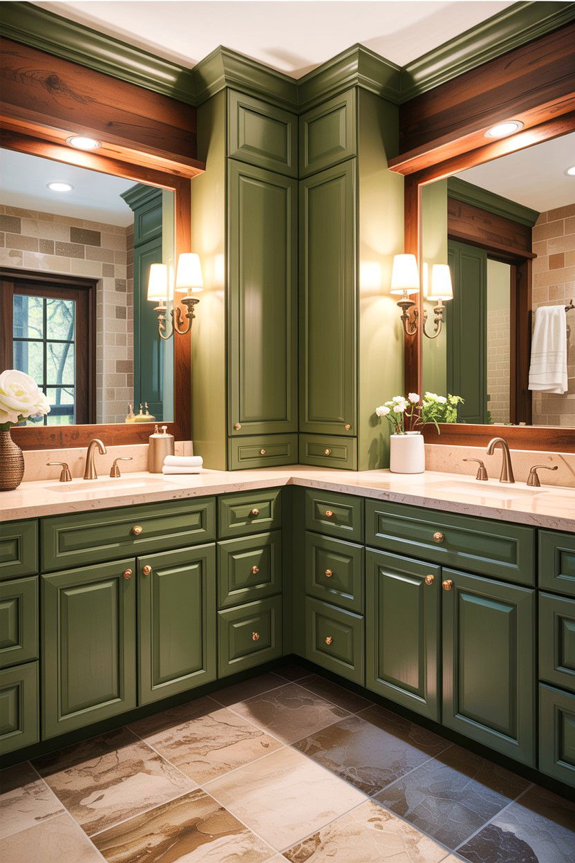 Olive green bathroom cabinet - 30 green bathroom ideas