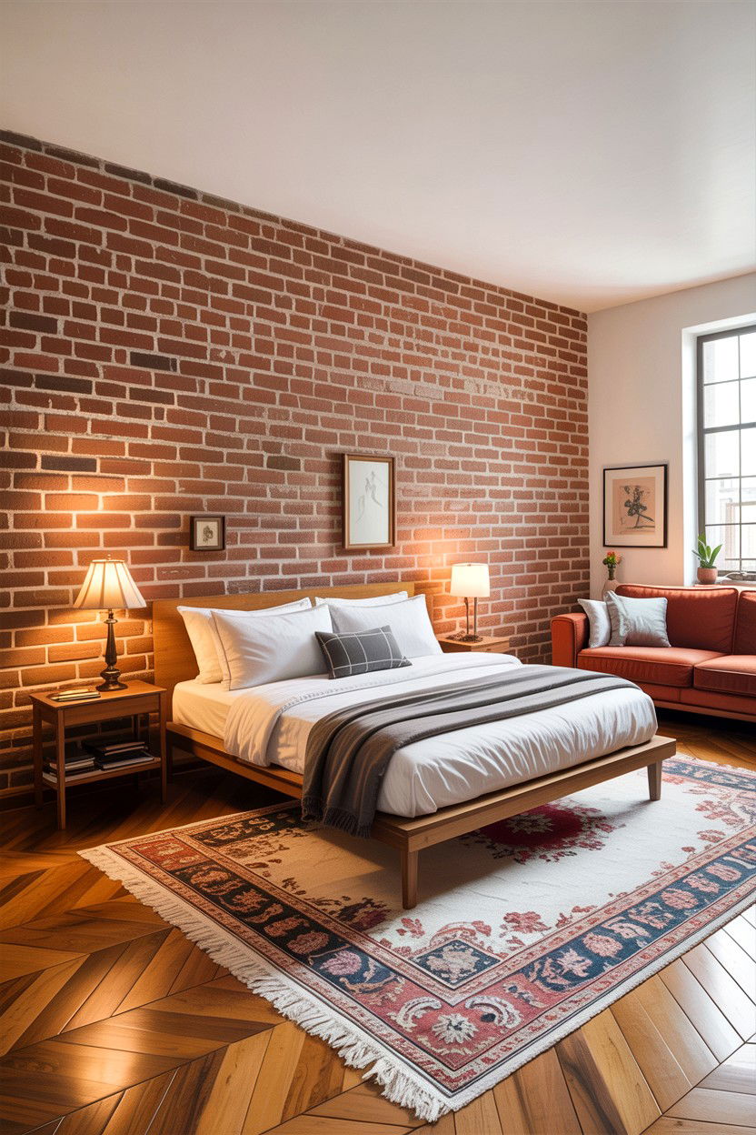 Open Concept Brick Bedroom - 30 exposed brick bedroom ideas